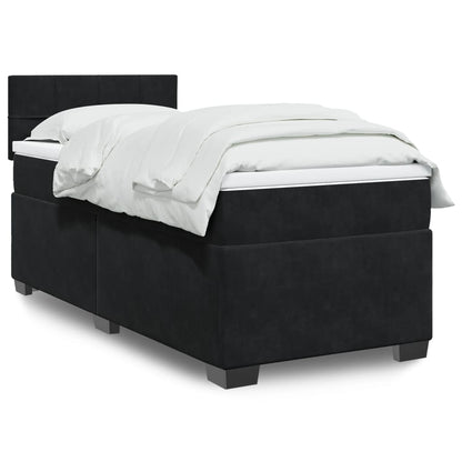 Box Spring Postel S Matrací Černá Samet Černá