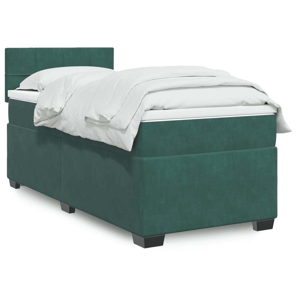 Box Spring Postel S Matrací Samet Tmavě Zelená