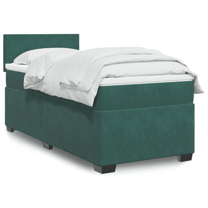 Box Spring Postel S Matrací Samet Tmavě Zelená