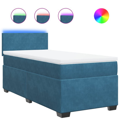 Box Spring Postel S Matrací Samet Modrá
