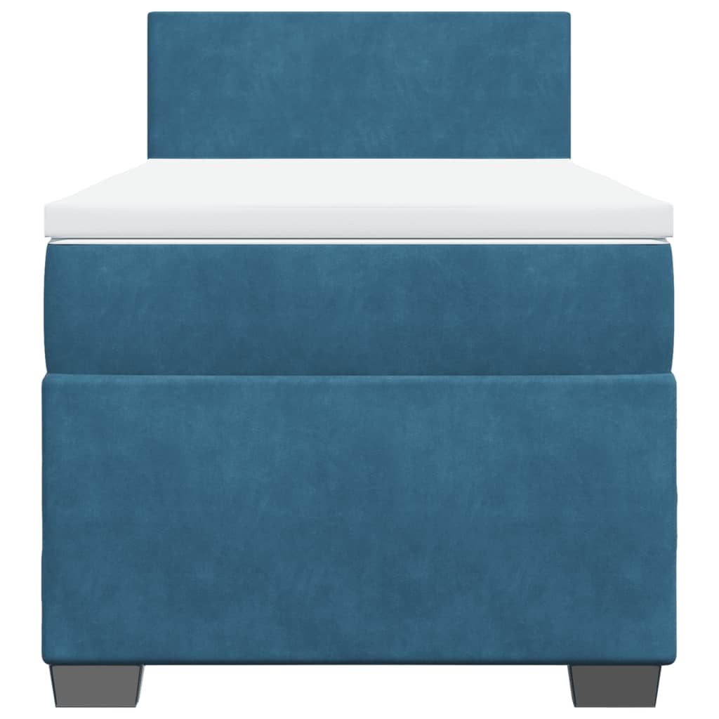 Box Spring Postel S Matrací Samet Modrá