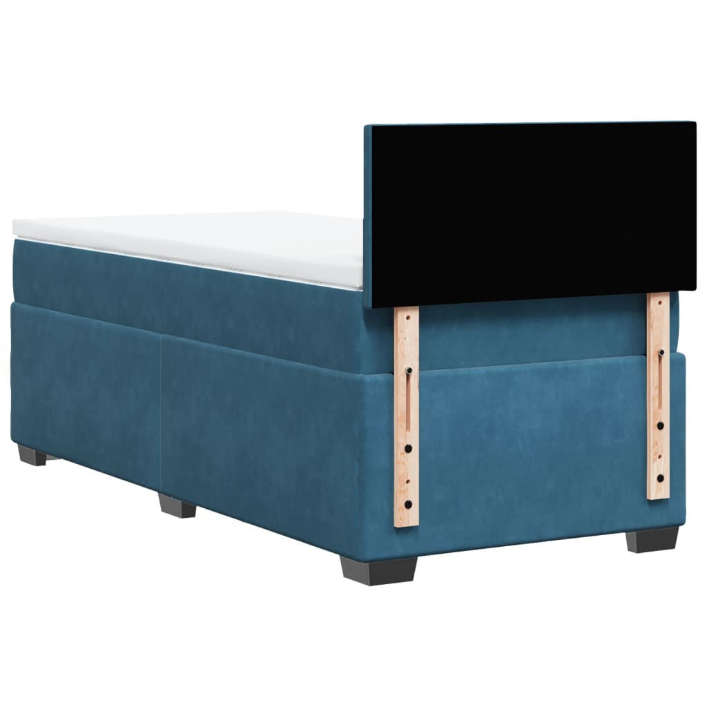 Box Spring Postel S Matrací Samet Modrá
