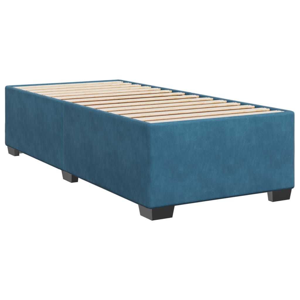 Box Spring Postel S Matrací Samet Modrá