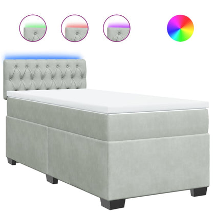 Box Spring Postel S Matrací Samet Světle Šedá