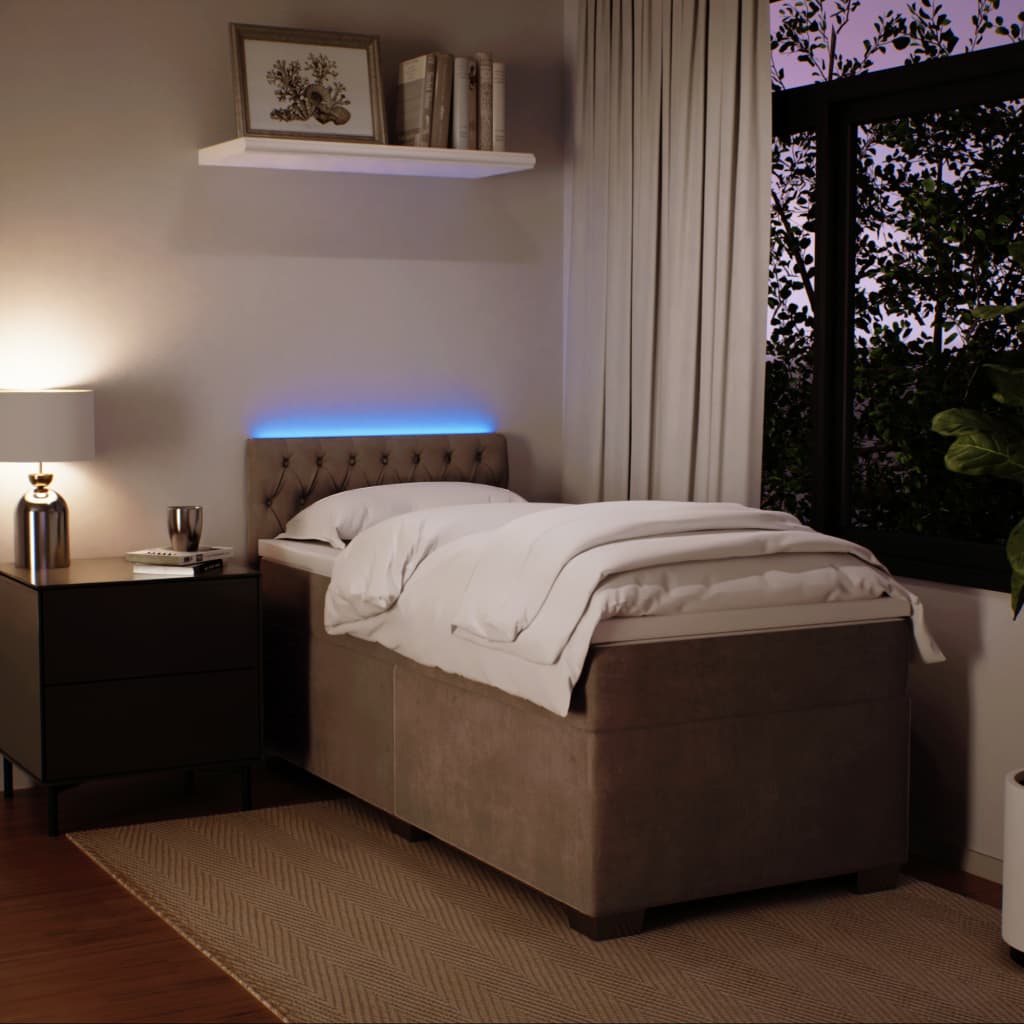 Box Spring Postel S Matrací Samet Světle Šedá
