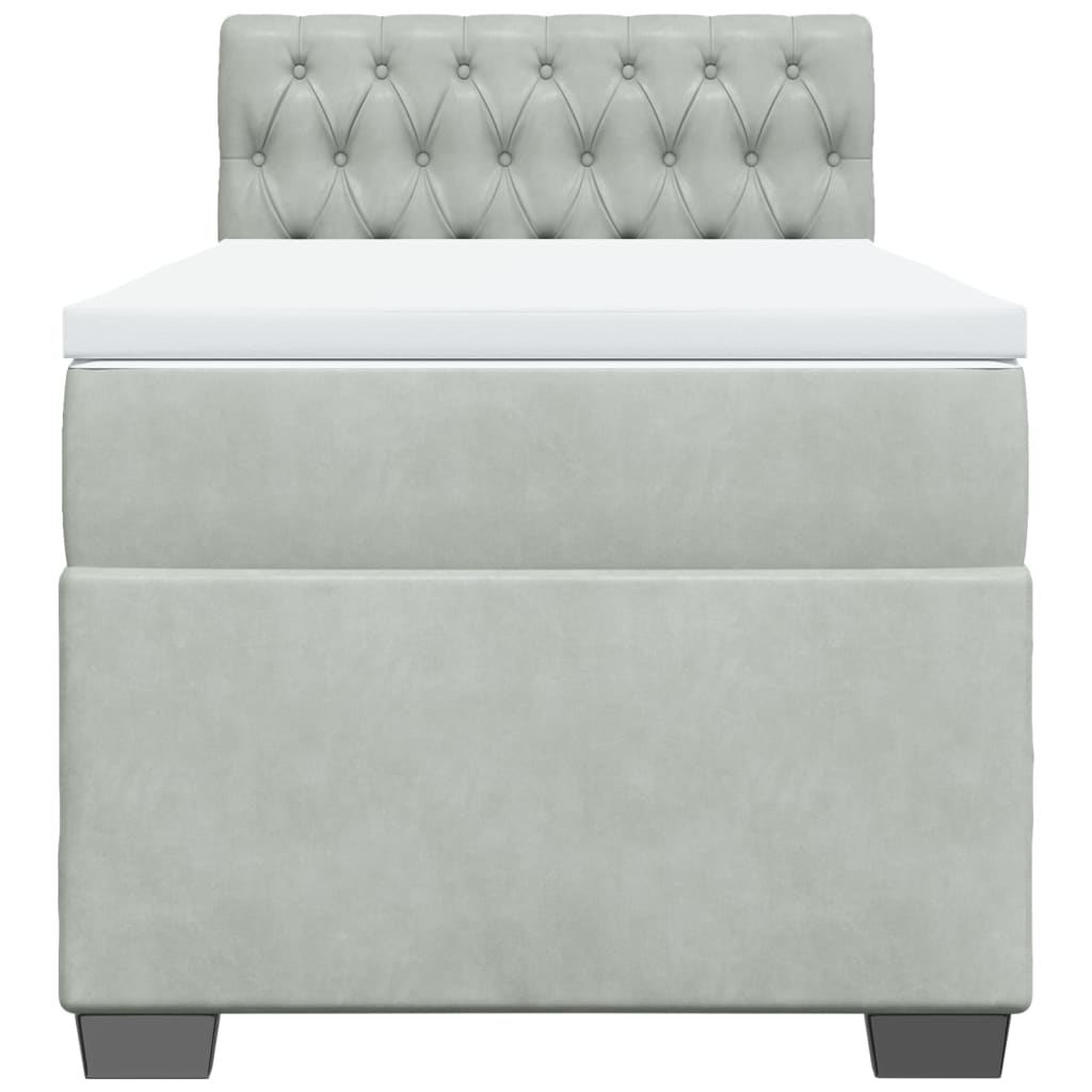 Box Spring Postel S Matrací Samet Světle Šedá
