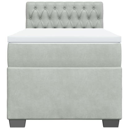 Box Spring Postel S Matrací Samet Světle Šedá
