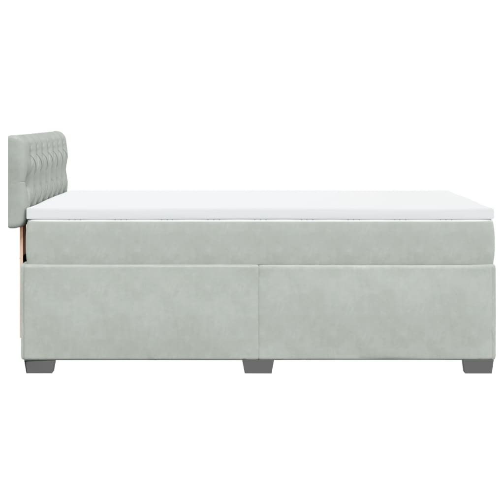 Box Spring Postel S Matrací Samet Světle Šedá