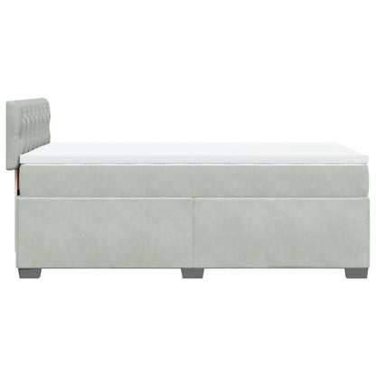Box Spring Postel S Matrací Samet Světle Šedá