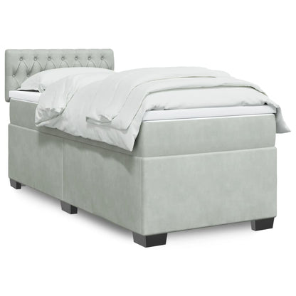 Box Spring Postel S Matrací Samet Světle Šedá