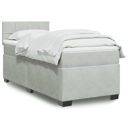 Box Spring Postel S Matrací Samet Světle Šedá