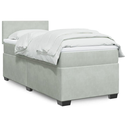 Box Spring Postel S Matrací Samet Světle Šedá