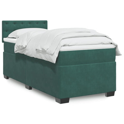 Box Spring Postel S Matrací Samet Tmavě Zelená