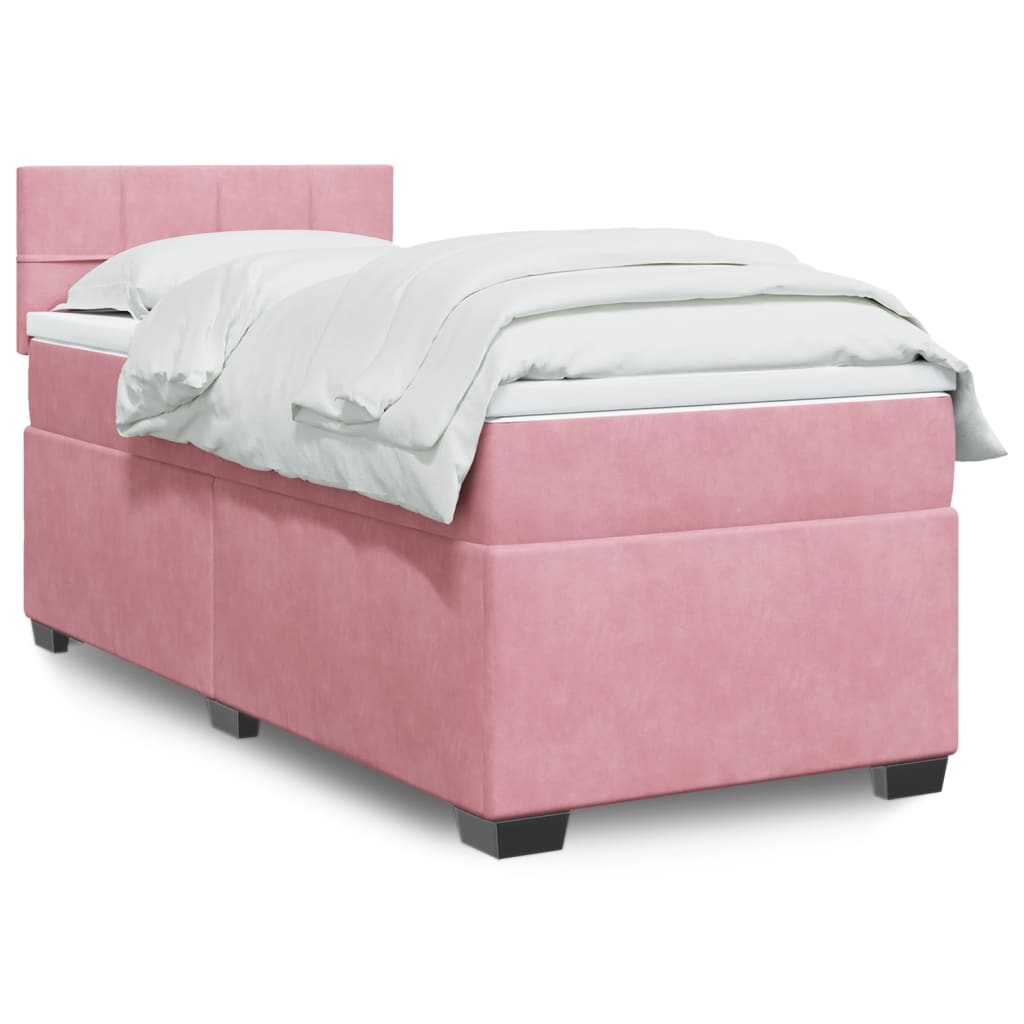 Box Spring Postel S Matrací Samet Růžová