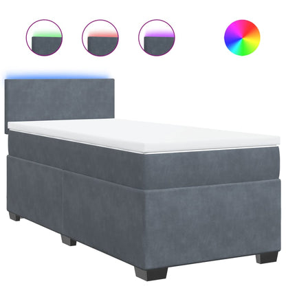 Box Spring Postel S Matrací Samet Tmavě Šedá