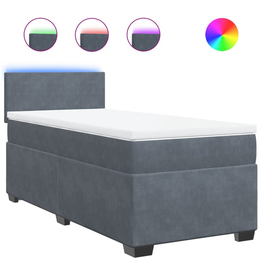 Box Spring Postel S Matrací Samet Tmavě Šedá