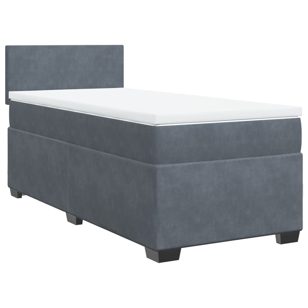 Box Spring Postel S Matrací Samet Tmavě Šedá