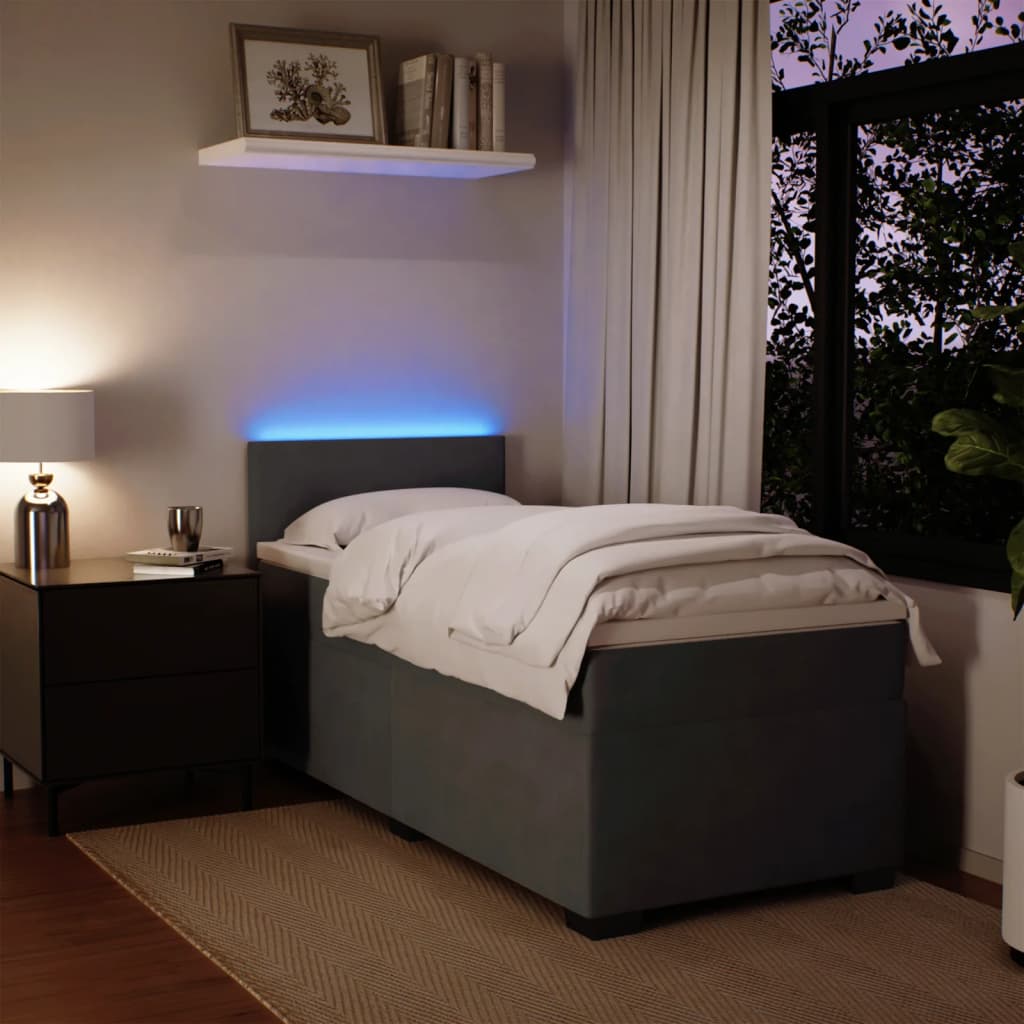 Box Spring Postel S Matrací Samet Tmavě Šedá