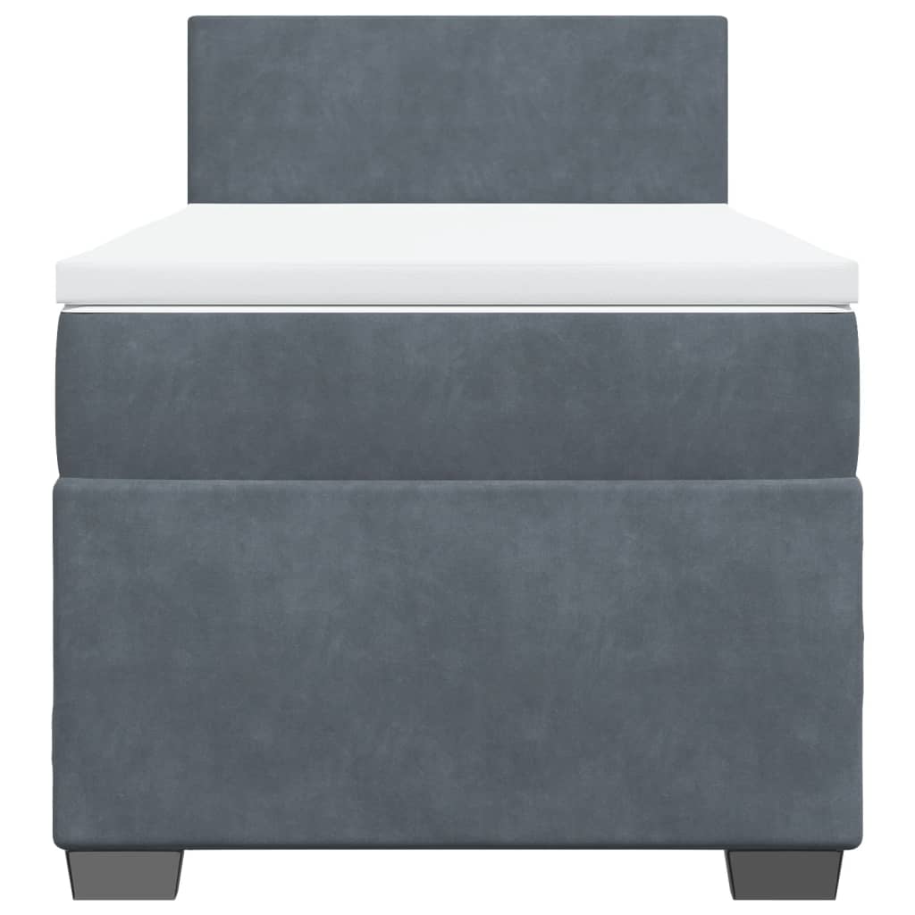 Box Spring Postel S Matrací Samet Tmavě Šedá