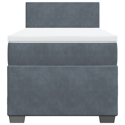 Box Spring Postel S Matrací Samet Tmavě Šedá