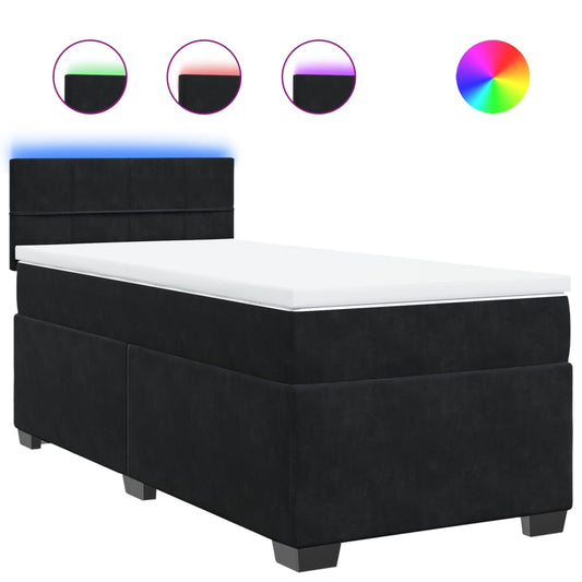 Box Spring Postel S Matrací Černá Samet Černá