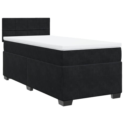 Box Spring Postel S Matrací Černá Samet Černá