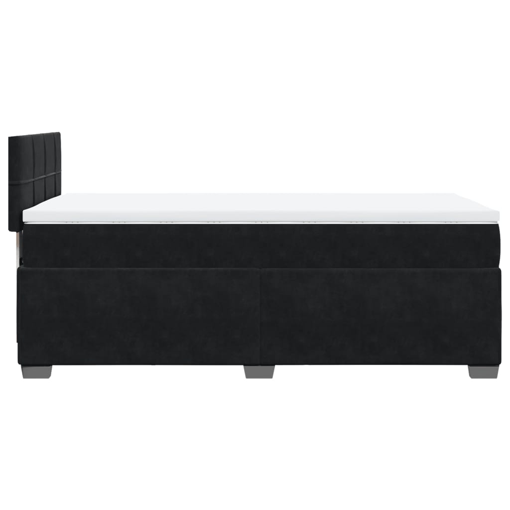 Box Spring Postel S Matrací Černá Samet Černá