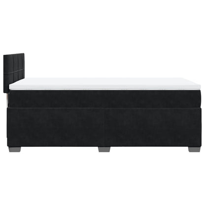 Box Spring Postel S Matrací Černá Samet Černá