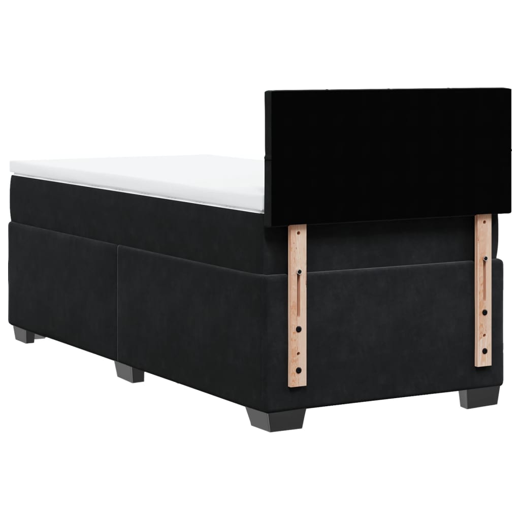 Box Spring Postel S Matrací Černá Samet Černá