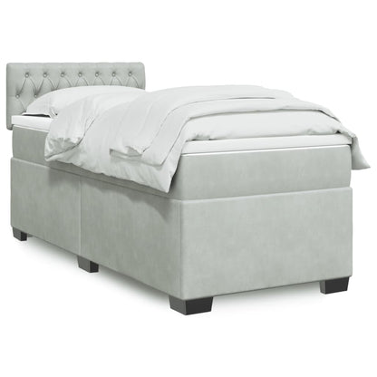 Box Spring Postel S Matrací Samet Světle Šedá