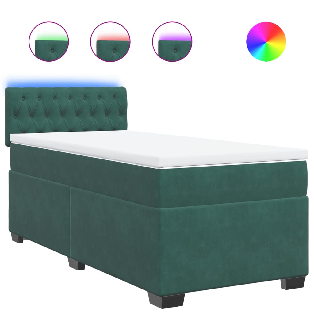 Box Spring Postel S Matrací Samet Tmavě Zelená