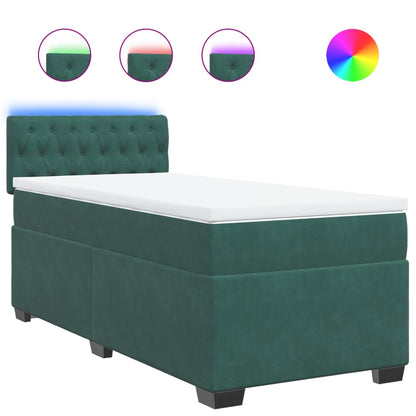 Box Spring Postel S Matrací Samet Tmavě Zelená
