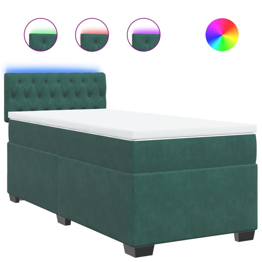 Box Spring Postel S Matrací Samet Tmavě Zelená