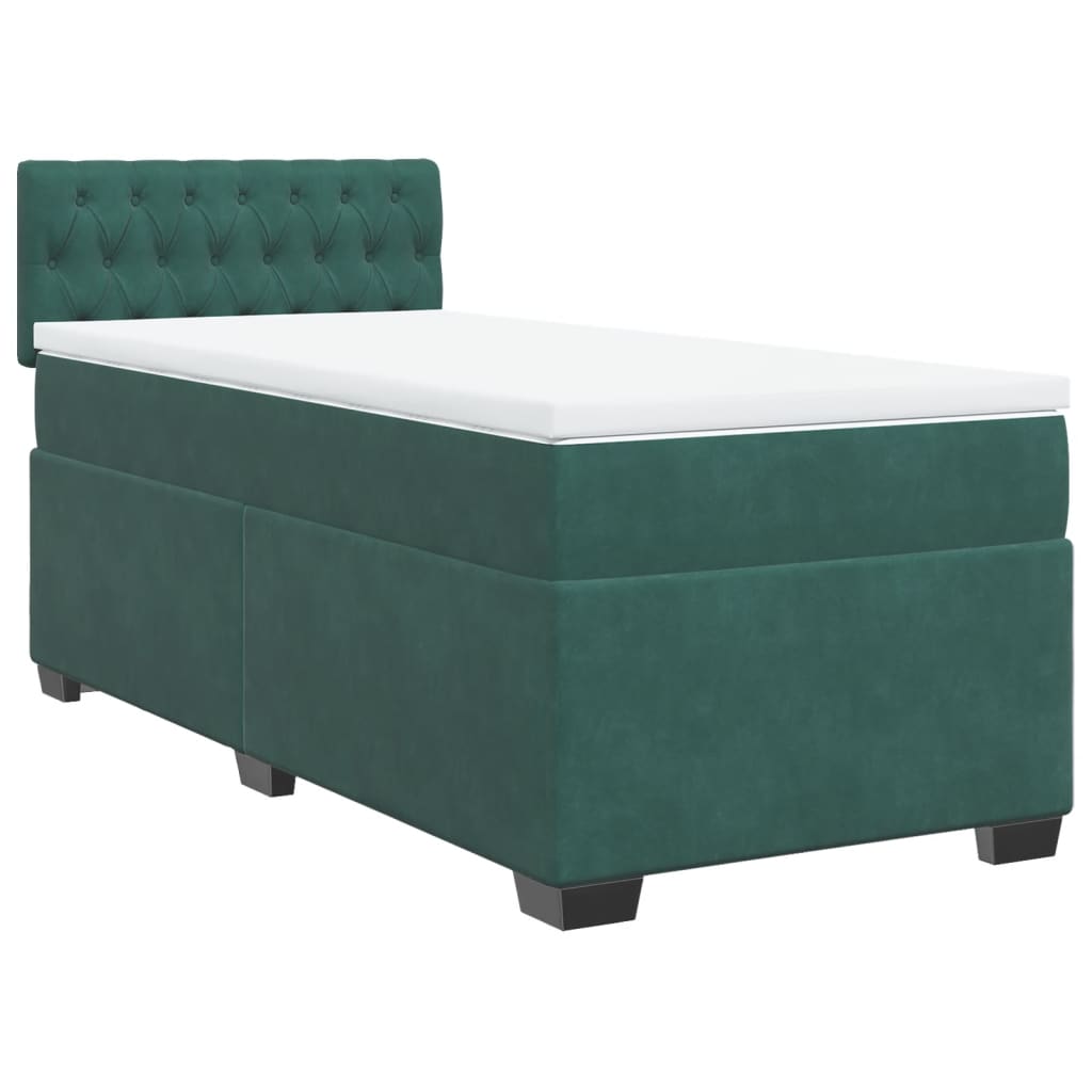 Box Spring Postel S Matrací Samet Tmavě Zelená