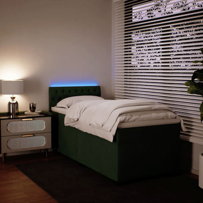 Box Spring Postel S Matrací Samet Tmavě Zelená