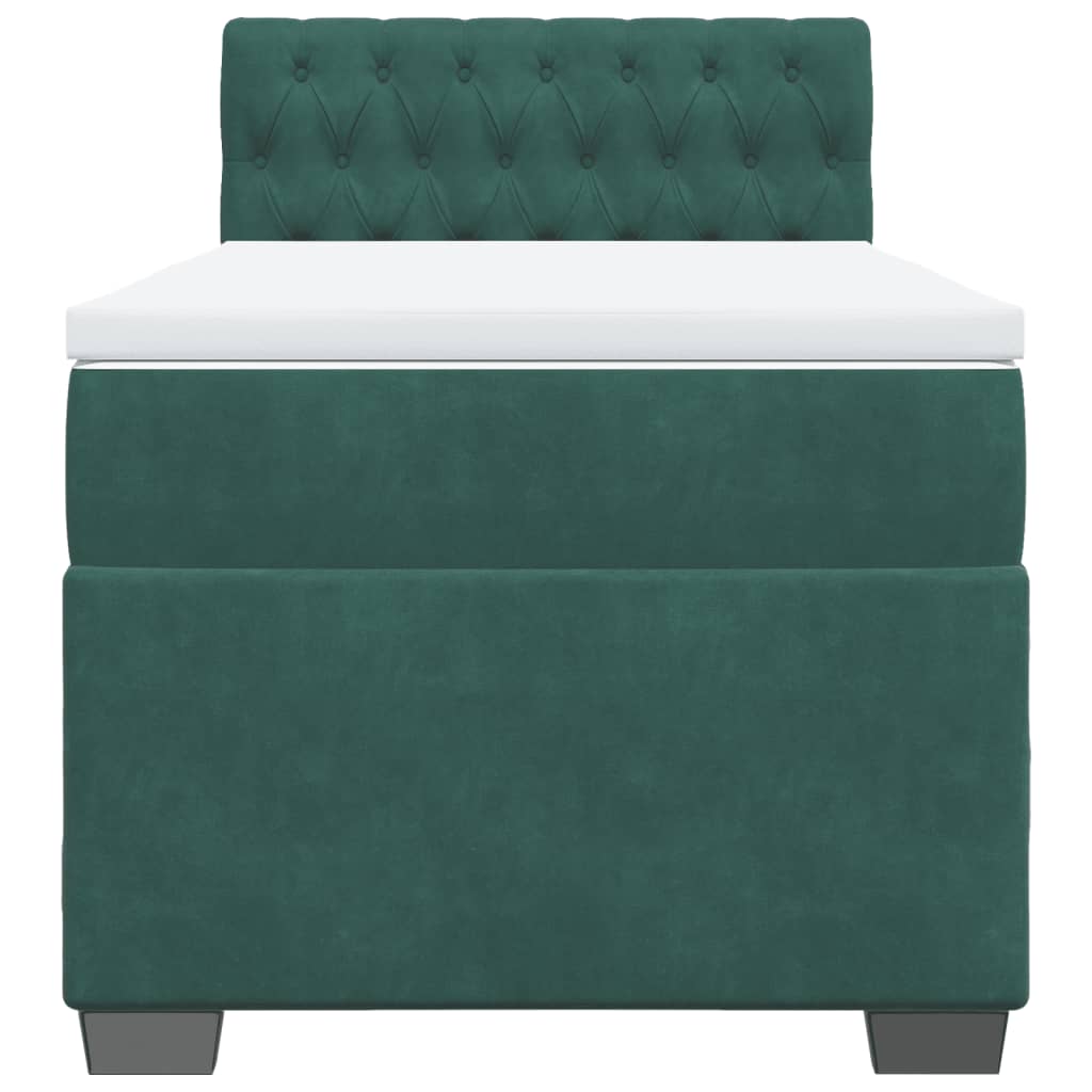 Box Spring Postel S Matrací Samet Tmavě Zelená