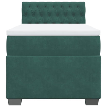 Box Spring Postel S Matrací Samet Tmavě Zelená