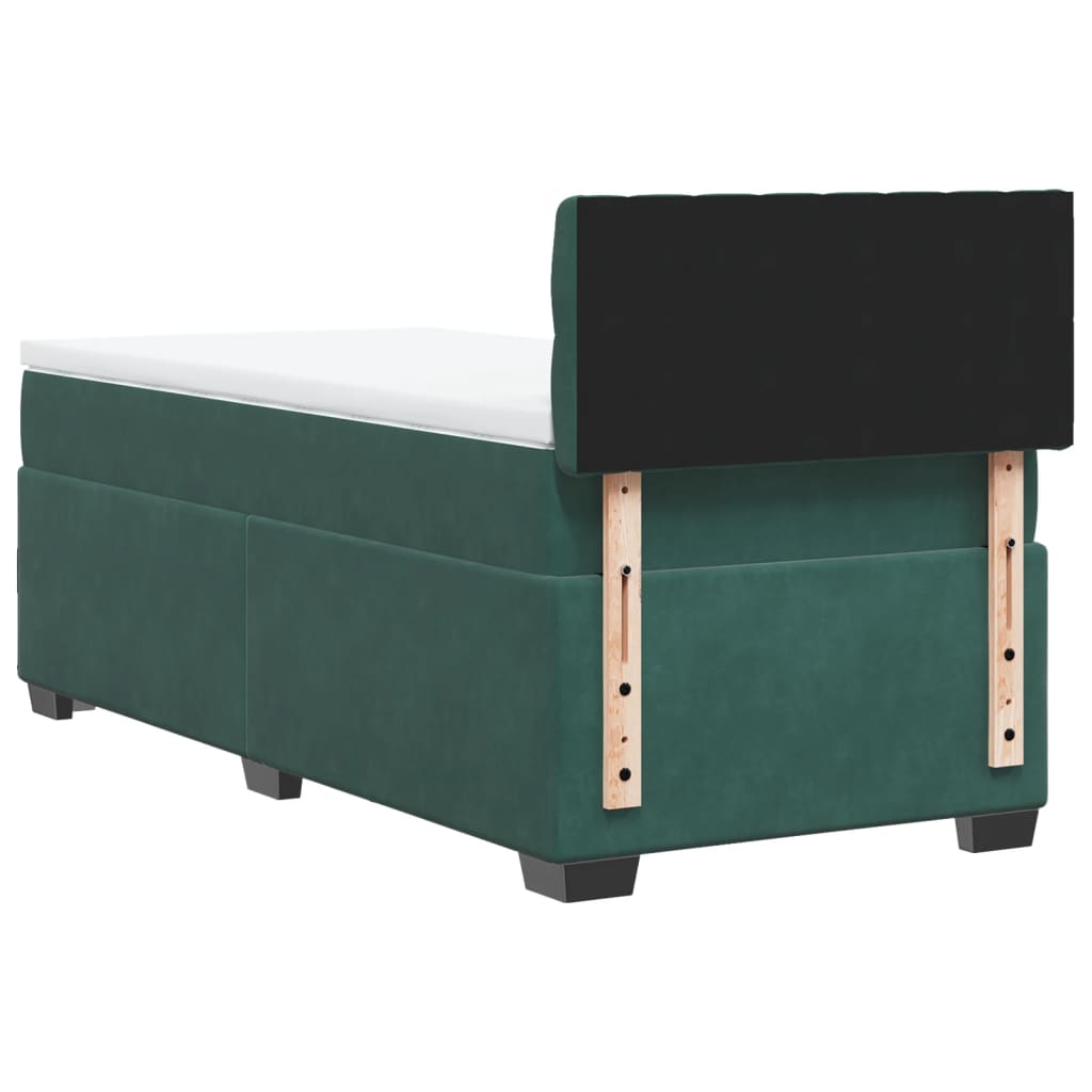 Box Spring Postel S Matrací Samet Tmavě Zelená