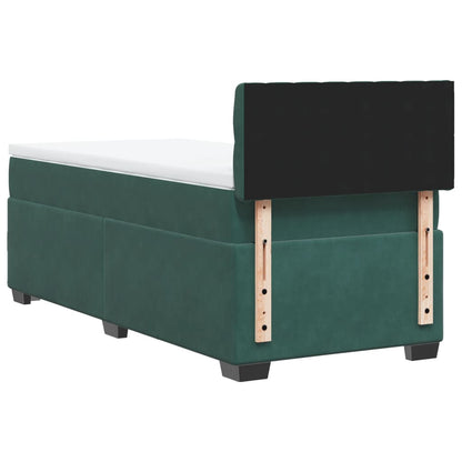 Box Spring Postel S Matrací Samet Tmavě Zelená
