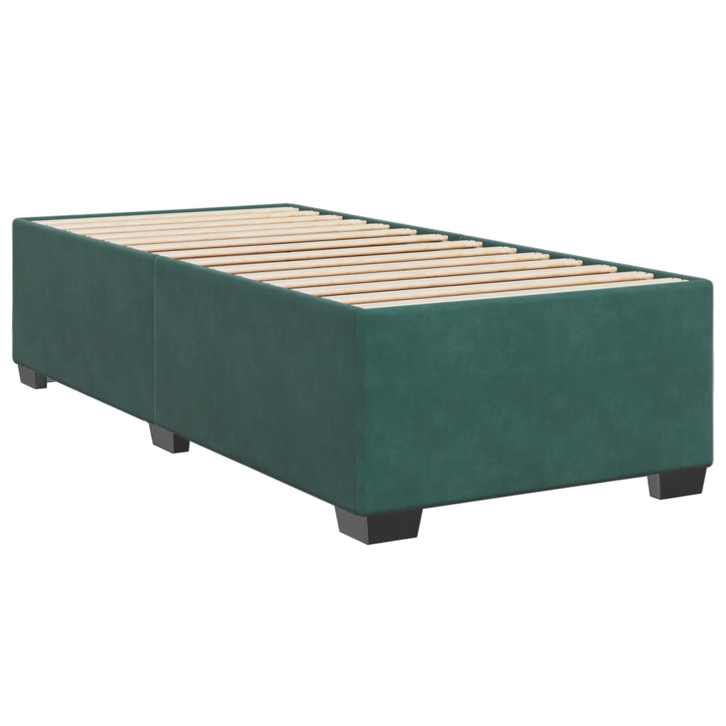 Box Spring Postel S Matrací Samet Tmavě Zelená