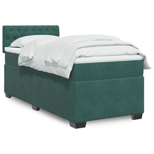 Box Spring Postel S Matrací Samet Tmavě Zelená