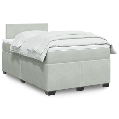 Box Spring Postel S Matrací Samet Světle Šedá