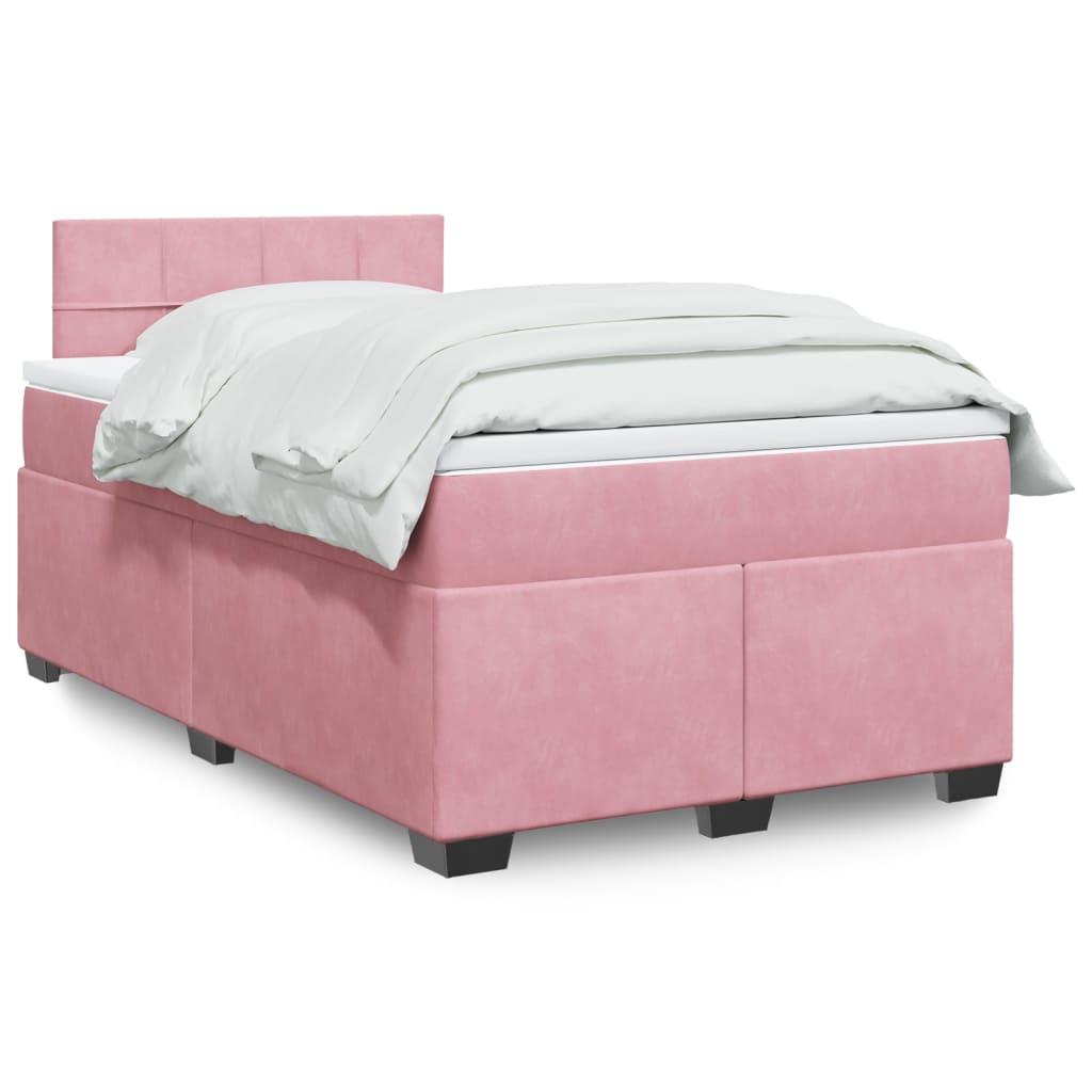 Box Spring Postel S Matrací Samet Růžová
