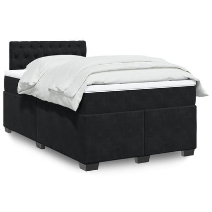 Box Spring Postel S Matrací Černá Samet Černá