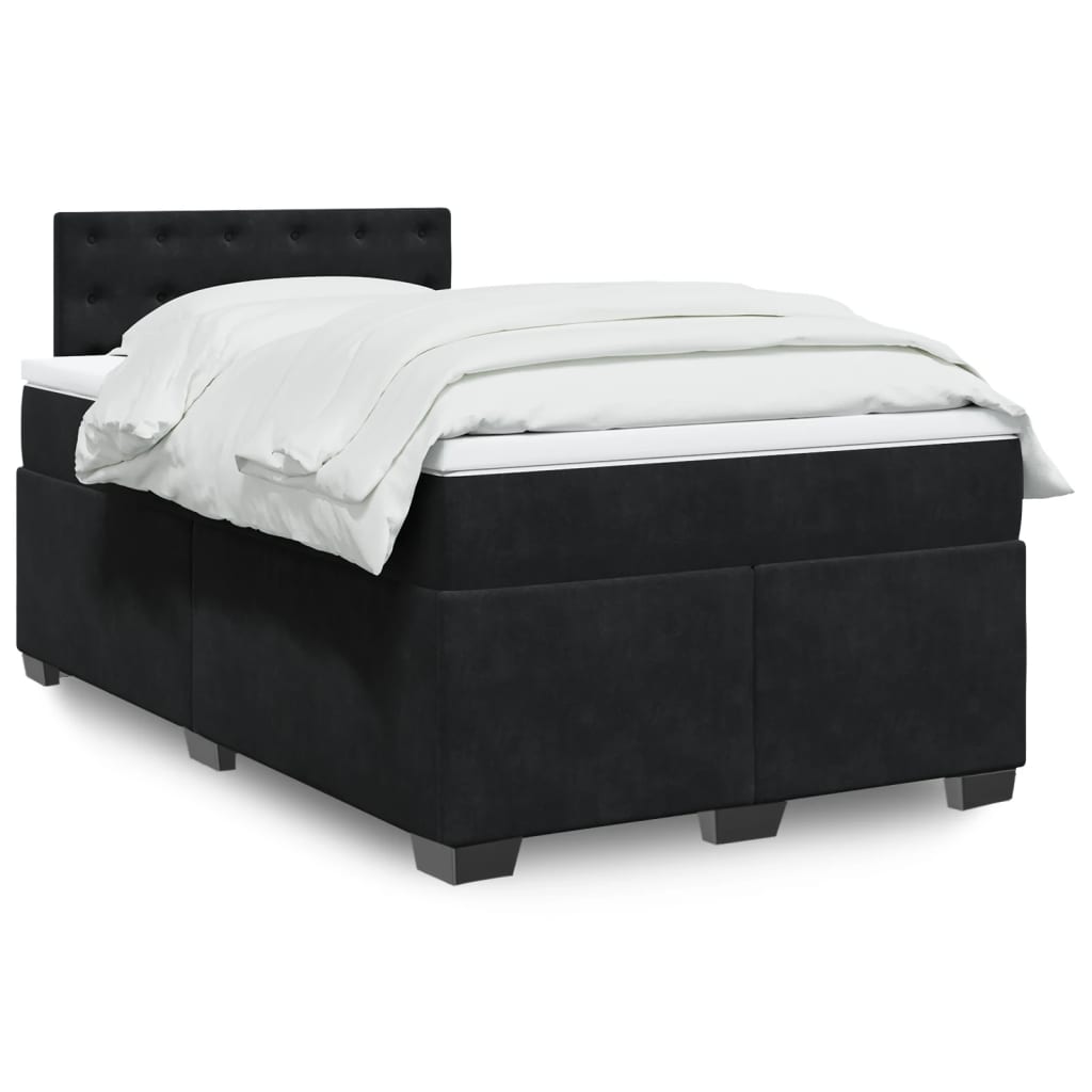 Box Spring Postel S Matrací Černá Samet Černá