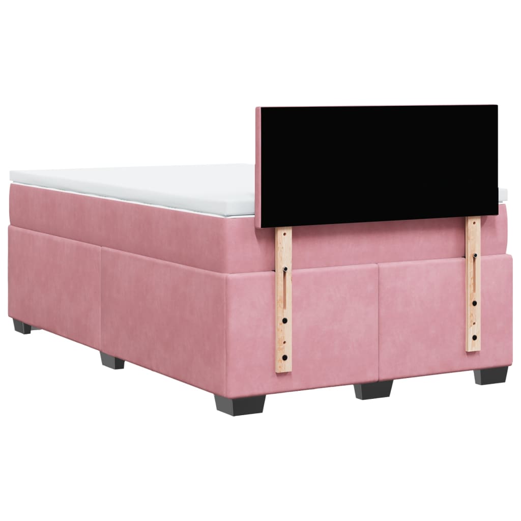 Box Spring Postel S Matrací Samet Růžová