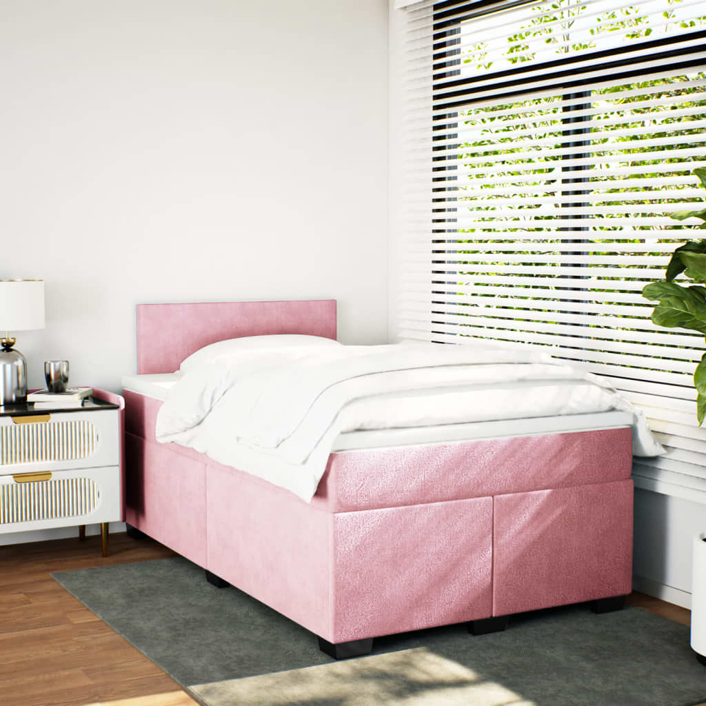 Box Spring Postel S Matrací Samet Růžová