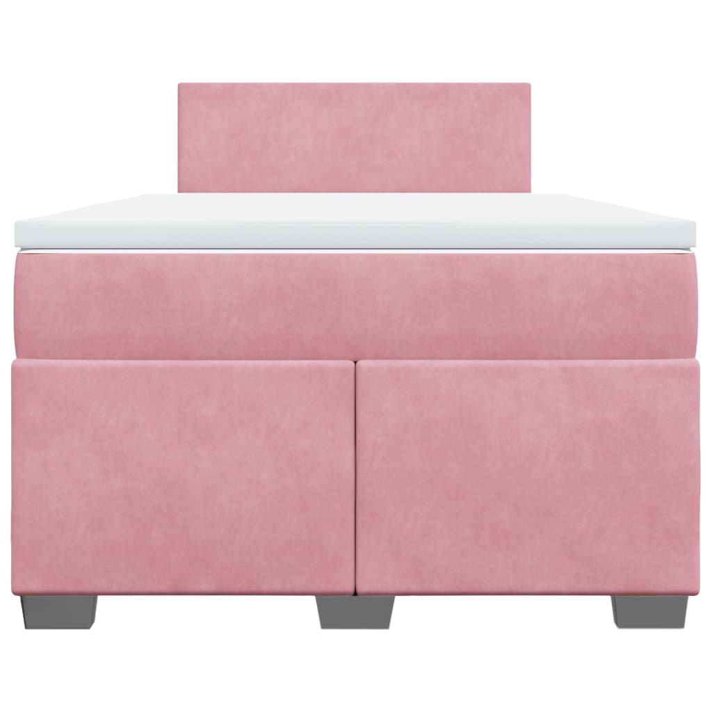Box Spring Postel S Matrací Samet Růžová