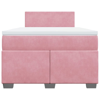 Box Spring Postel S Matrací Samet Růžová