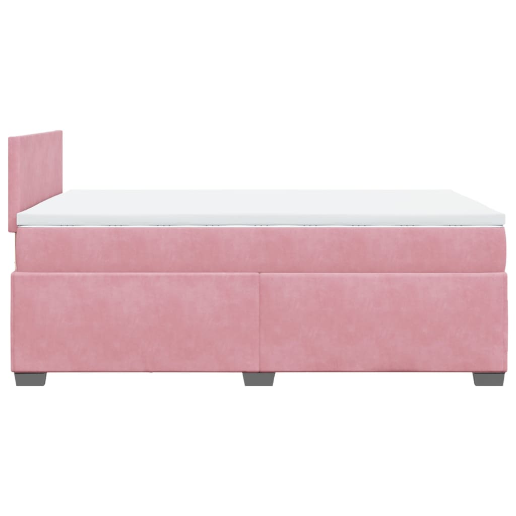 Box Spring Postel S Matrací Samet Růžová